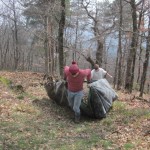 a tarp full of sticks