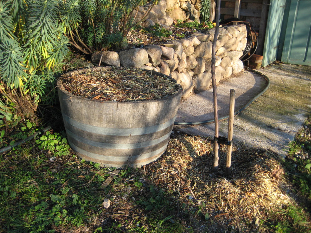 mulched barrel