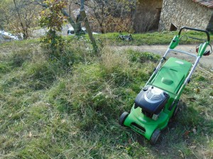 mowing in progress